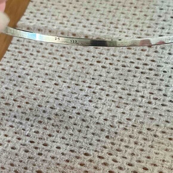 DS Silver Engraved Pattern Unisex Bangle Bracelet 925 - Picture 3 of 4